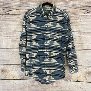 Woolrich Vintage Blue and White Aztec Button Down Flannel